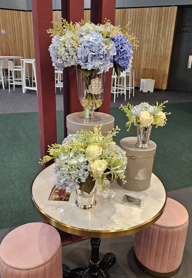 Grand Summer Posies Blue & Green in Silver Goblet - GSS16 (carton of 1)